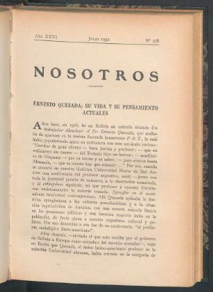 Ernesto Quesada: Su vida y su pensamiento actuales