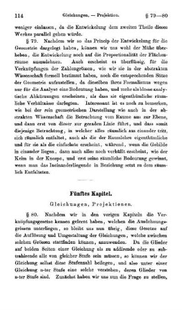 Fünftes Kapitel. Gleichungen, Projektionen.