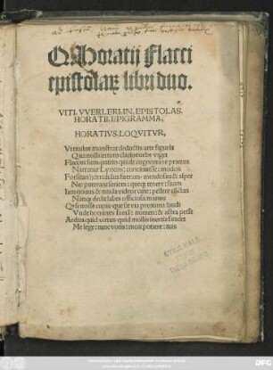 Q. Horatij Flacci || epistola#[rum] libri duo.|| ... ||