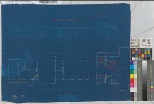 Provisorisches Empfangsgebäudes auf Bahnhof Dortmund[-Süd]: Ansicht, Grundriß, M. 1:100 Hge, Sknr.: 1, Fanr.: 6, Bunr.: 6