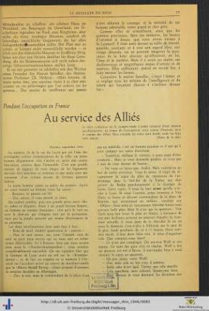 Au service des Alliés.