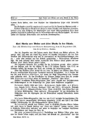 Carl Maria von Weber und seine Werke in der Schule