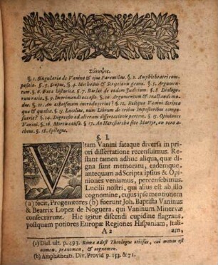 Diss. posterior de Vanini scriptis et opinionibus