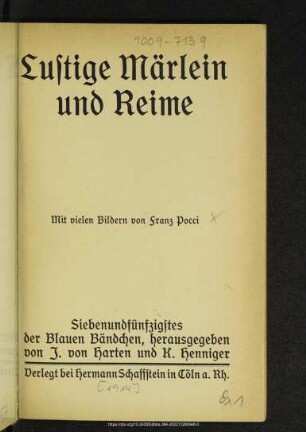 Lustige Märlein und Reime : mit vielen Bildern