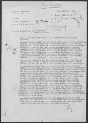 Ostelsheim: Inspektionsbericht 1962