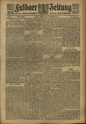 Erste Ausgabe vom Samstag, den 09. September 1911.