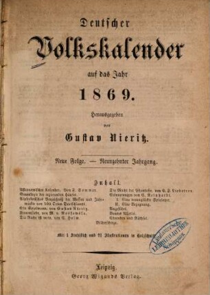 Deutscher Volkskalender. 1869