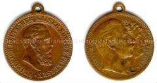 Tragbare Medaille auf Kaiser Friedrich und das Kaiserpaar Wilhelm II. und Auguste Viktoria