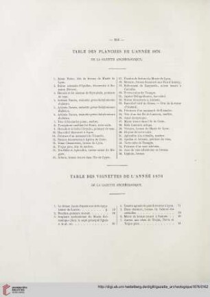 Table des vignettes de l’année 1876