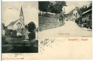 Lengefeld. Freiberger Straße und Kirche