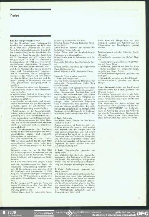 Preis für Designinnovation 1988 : Preise