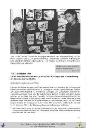 Wo Geschichte lebt - Eine Fotodokumentation der Hauptschule Kenzingen zur Wahrnehmung des historischen Stadtbildes