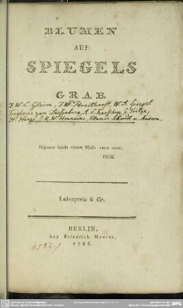 Blumen auf Spiegels Grab