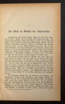 I. Der Wald im Wechsel der Jahreszeiten.