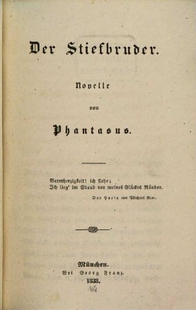 Der Stiefbruder : Novelle