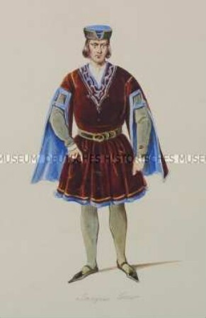 Mann im Kostüm des Jacques Coeur - Tafel aus Franceschini/Kostümbilder (Kassette 1)