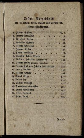 Erstes Verzeichniß. der in diesem ersten Bande enthaltenen Lebensbeschreibungen – Zweites Verzeichniß nach der Zeitfolge geordnet