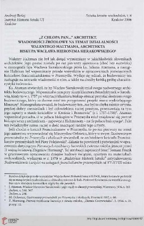 6: "Z chłopa pan..." architekt : Wiadomości źródłowe na temat działalności Walentego Haltmana, architekta biskupa Wacława Hieronima Sierakowskiego