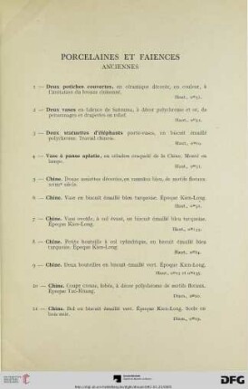 Porcelaines et Faiences anciennes (Nr. 1-36)