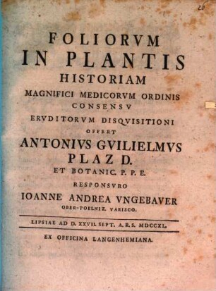 Foliorum in plantis historia