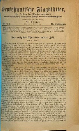 Protestantische Flugblätter. 1881, Nr. 1 - 12 = Jg. 16