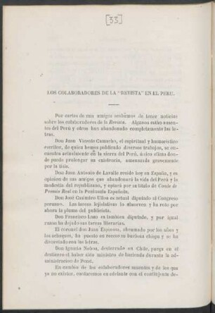 Los colaboradores de la "Revista" en el Perú.