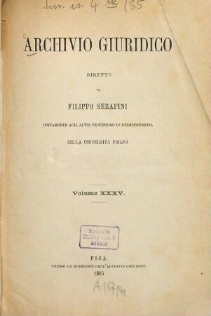 Archivio giuridico. 35. 1885