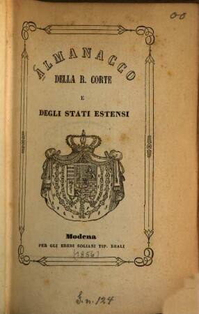 Almanacco della R. Corte e degli stati estensi. 1856