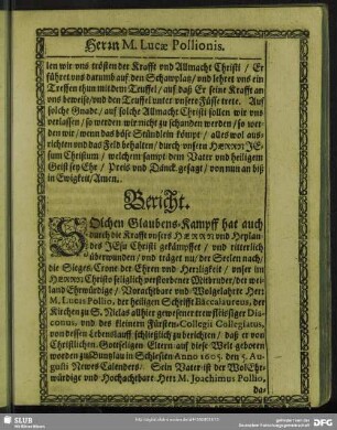 Lebenslauf : Bericht