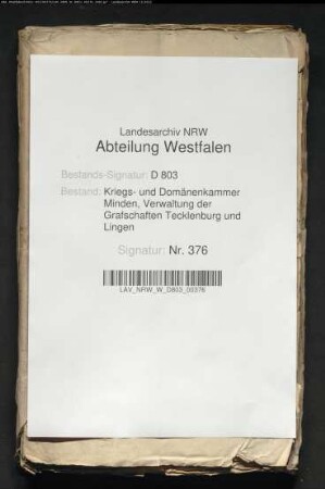 Beschwerden des Erbmühlenpächters Schnitzer in Ibbenbüren, in specie die Werther und Dörenter Mühlenangelegenheiten
