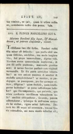 XVI. C. Plinius Marcellino Suo S.