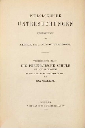 Die pneumatische Schule bis auf Archigenes : in ihrer Entwicklung dargestellt