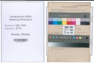 Entnazifizierung Elfriede Mueller , geb. 22.09.1909 ()