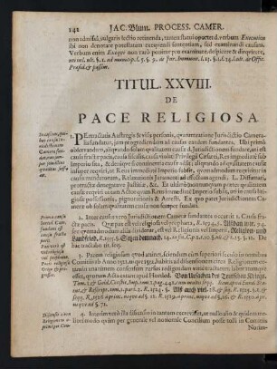 Titul. XXVIII. De Pace Religiosa.