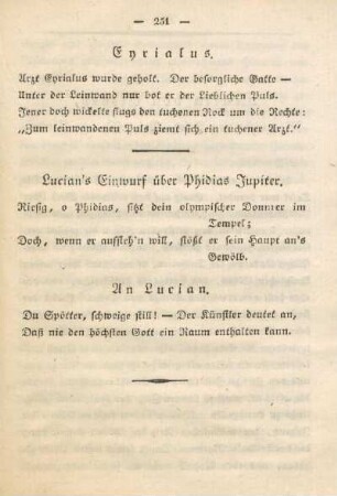 Cyrialus ; Lucian's Einwurf über Phidias Jupiter ; An Lucian