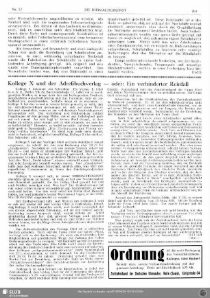 Kollege X und der Adreßbuchverlag - oder: Ein verhinderter Reinfall