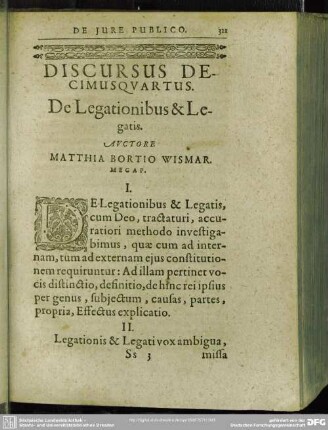 Discursus Decimusquartus. De Legationibus & Legatis