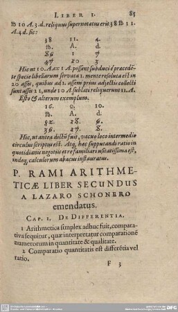 P. RAMI ARITHMETICAE LIBER SECUNDUS A LAZARO SCHONERO emendatus.