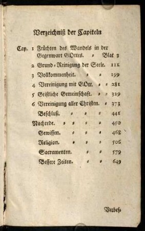 Verzeichniß der Capiteln-Verbesserungen.