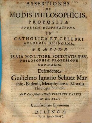 Assertiones De Modis Philosophicis