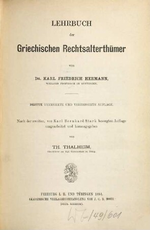 Lehrbuch der griechischen Rechtsalterthümer
