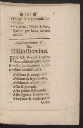 Additamentum II. De Distinctionibus