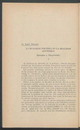 La realidad política en la realidad histórica