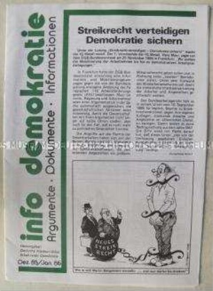 Informationsblatt der DFU u.a. zum Streikrecht und zur Volkszählung - Sachkonvolut