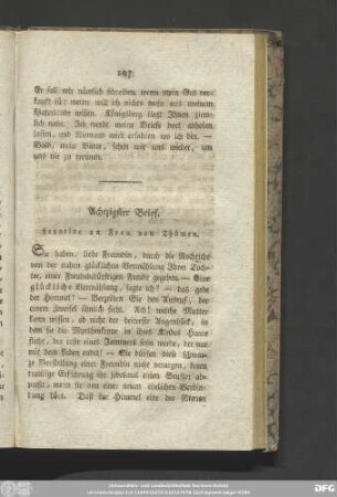 Achtzigster Brief. Leontine an Frau von Thümen.