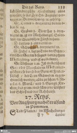 27. Reys. Von Augspurg nach Stralsund in Pommern