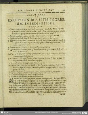 Caput XXXI. De Exceptionibus Litis Ingressum Impedientibus