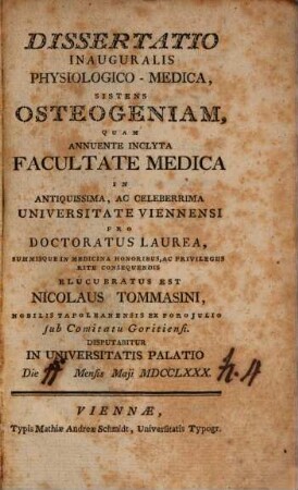 Diss. inaug. physiol.-med. sistens osteogeniam