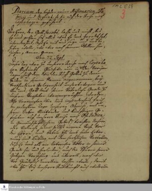Reisetagebuch von Johann Philipp Fabricius und Daniel Zeglin.