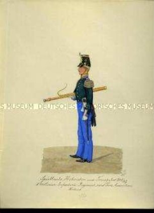 Uniformdarstellung, Hoboist des 2. Linien-Infanterie-Regiments "vacat Prinz Maximilian", Sachsen, 1848/1849.
